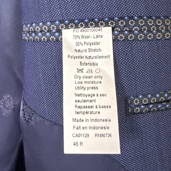 Lauren Ralph Lauren Wool Blend Blue Two Button Blazer Suit Jacket Size 46R - Picture 10 of 11